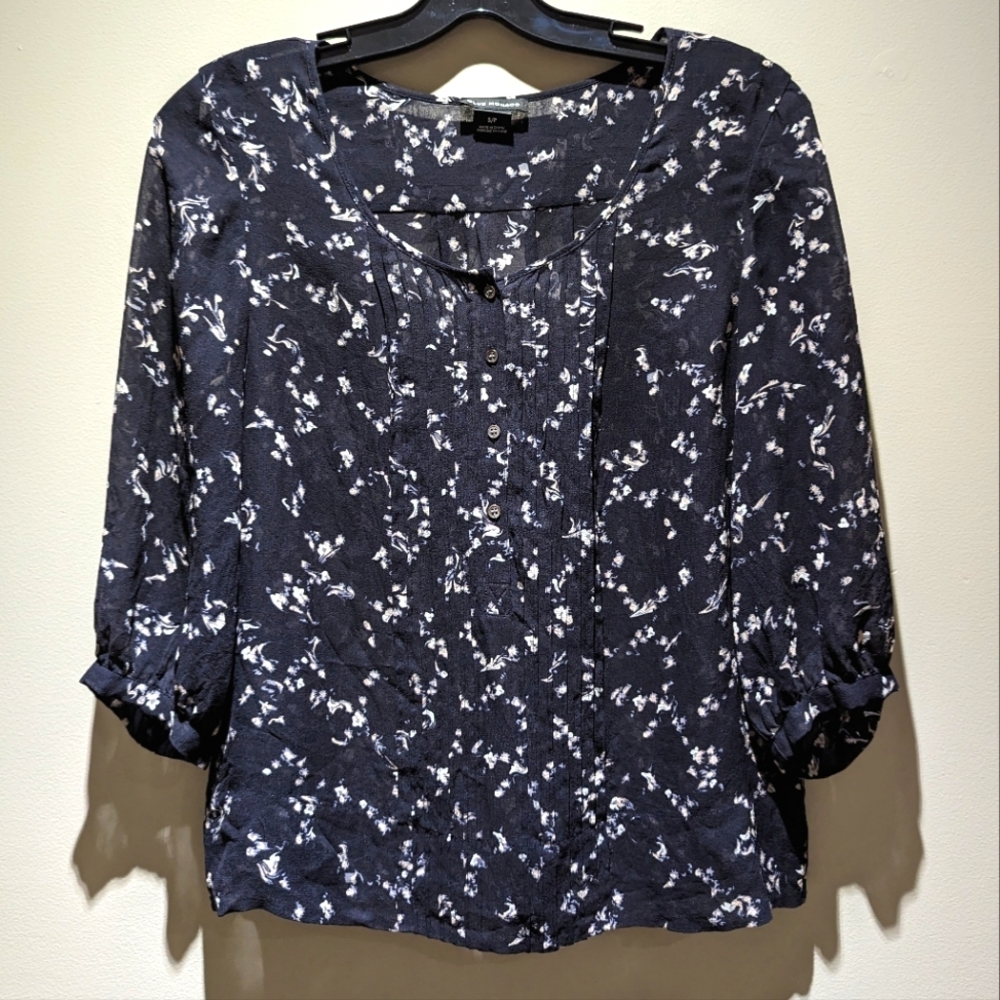 Club Monaco Sheer Floral Blouse